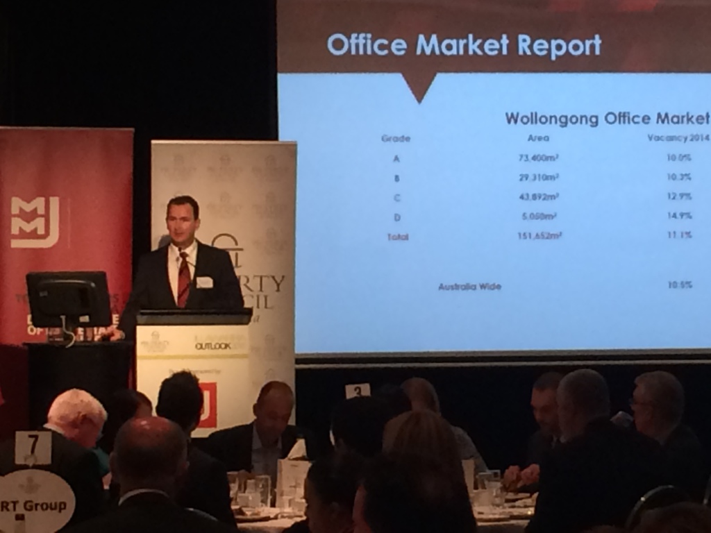 MMJ Michael Croghan presenting the 2015 Illawarra Property Council Outlook Luncheon
